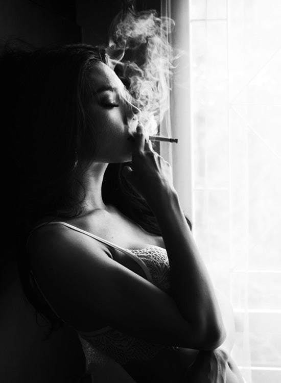 Smoking at window Poster
